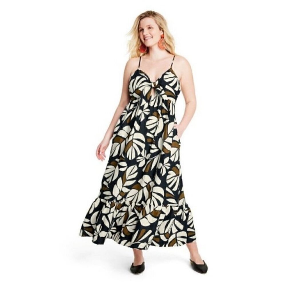 Tabitha Brown X Target Botanical Print Sleeveless Tie-Front Dress 4X NWT